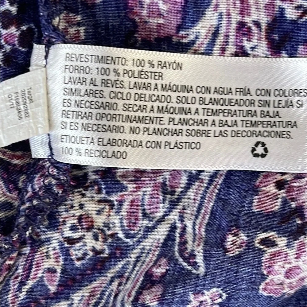 Navy Sleeveless Dress with Pink Embroidery size Medium - Picture 3 of 5